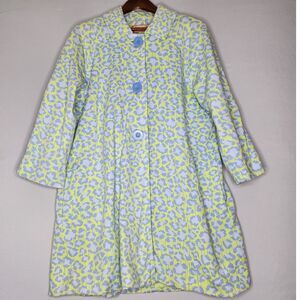 Lilly & Van women's Overcoat 3/4 sleeves Cheetah print Lime Green & Lavander Med